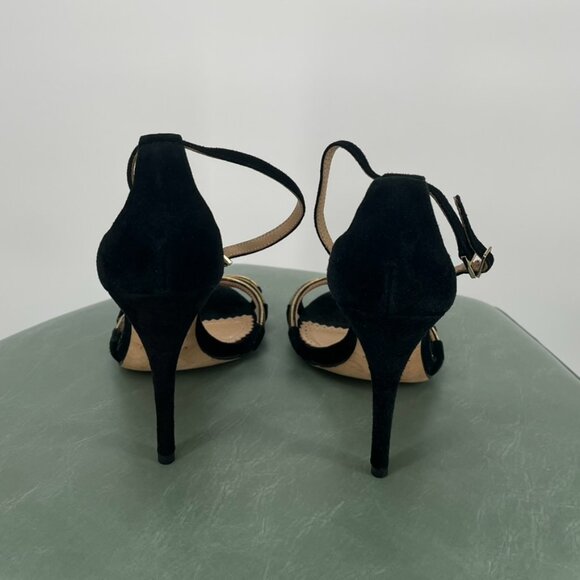 Aquazurra Black and Gold Suede and Metallic Strappy Heels size 38.5 - Picture 4 of 6
